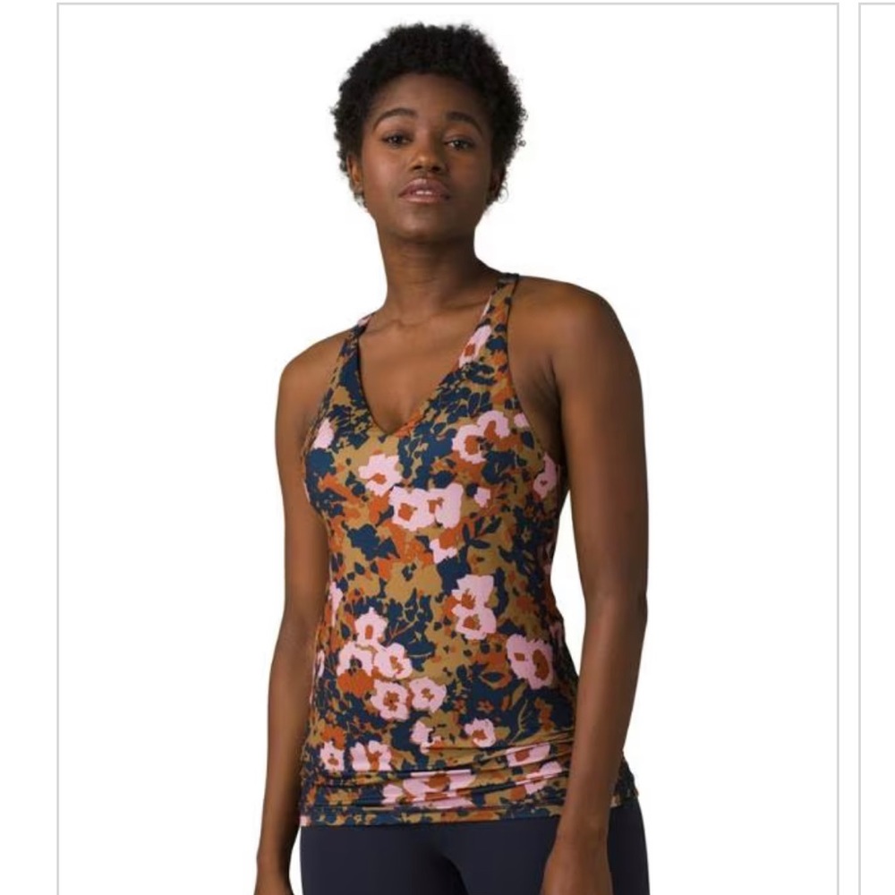 prAna Locano Tank Shelf Bra Nordic Pink Wildflower NWT
